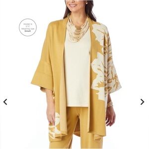 Marla Wynne long cardigan cape poncho yellow mustard